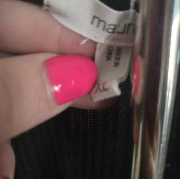 Maurices Black Ribbed Long Sleeve Top XL | Strappy Front Detail, Casual & Chic - Picture 3 of 6